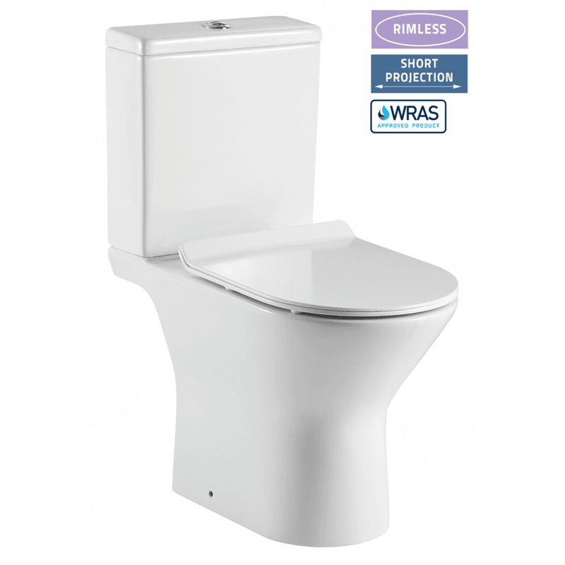 Venice Rimless Close Coupled Pan & Soft Close Seat - Open Sided